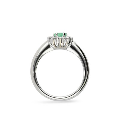Emerald and White Gold Grau Rosette Ring