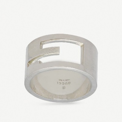 Gucci Branded Wide Silver Ring