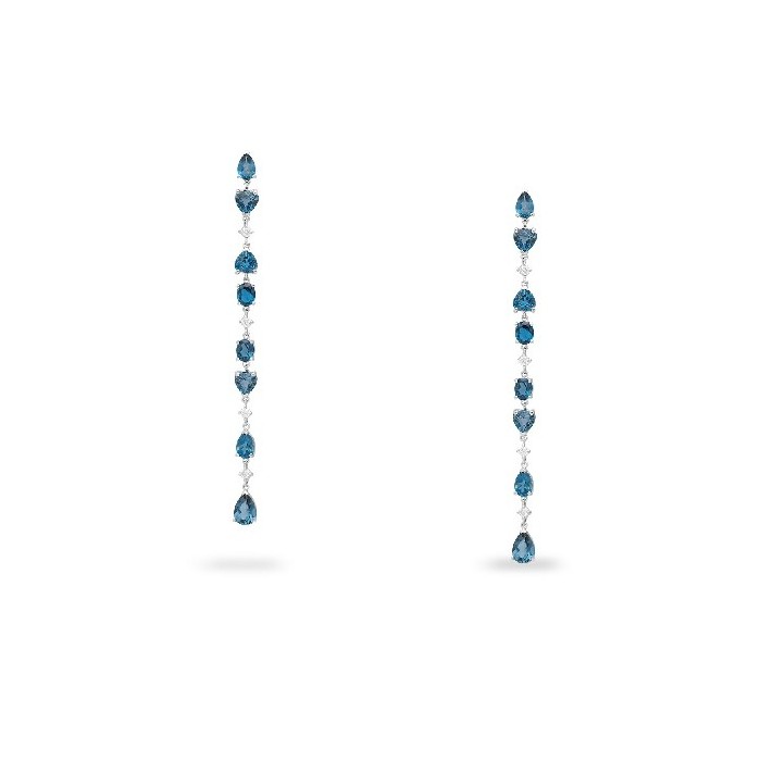 Grau Good Mood Long Earrings with Diamonds and Topaz