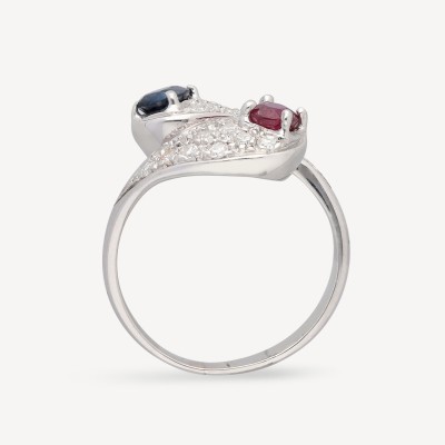 You and me vintage gold, sapphire and ruby ring