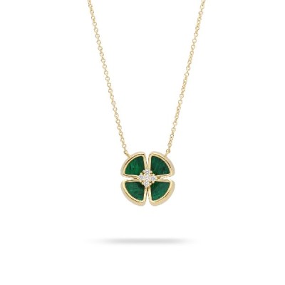 Flora Grau Malachite and Yellow Gold Necklace