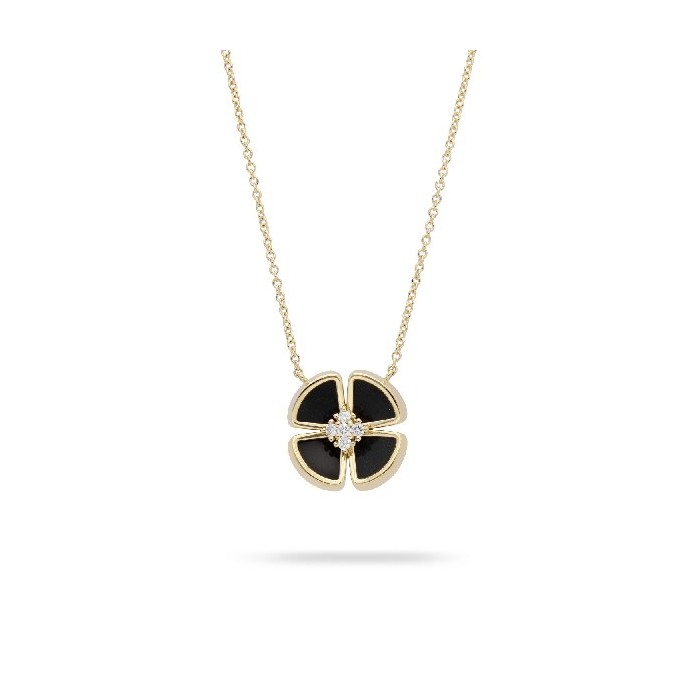 Grau Flora Onyx and Diamond Necklace