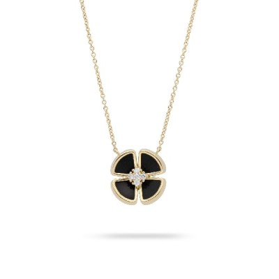 Grau Flora Onyx and Diamond Necklace