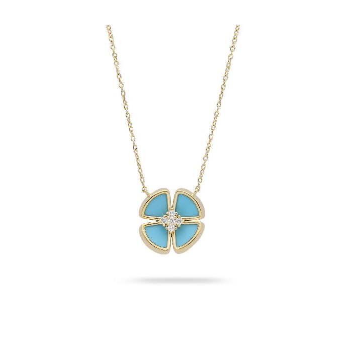 Flora Grau Turquoise and Yellow Gold Necklace