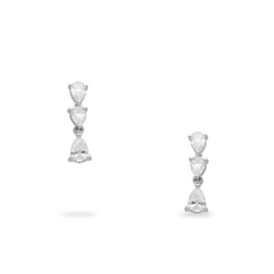 Grau Long White Gold Earrings