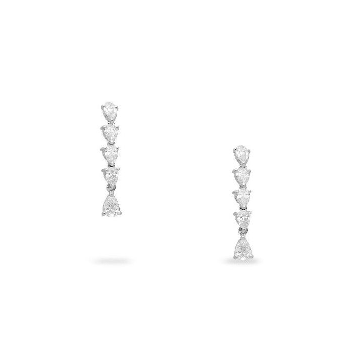 Grau Long White Gold Earrings