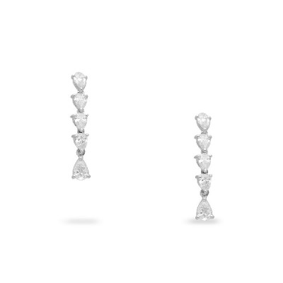 Grau Long White Gold Earrings