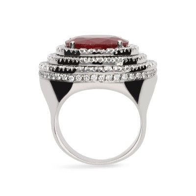 Grau Ruby, White Gold, and Diamonds Ring