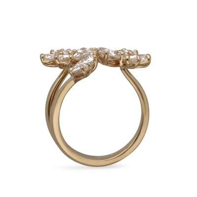 Grau Floral Ring Rose Gold and Diamonds