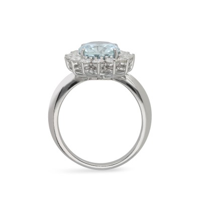 Grau Aquamarine and White Gold Rosette Ring