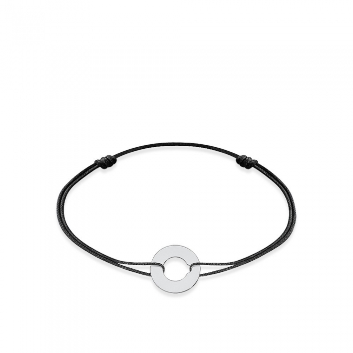 Dinh Van Cible bracelet in black leather and white gold