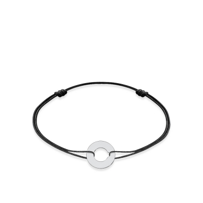 Dinh Van Cible bracelet in black leather and white gold