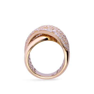 Grau Crossover Ring in Rose Gold and Diamond Pavé