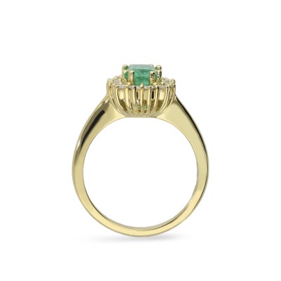 Anillo Rosetón Grau Esmeralda y Oro Amarillo