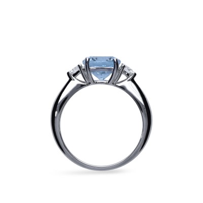 Solitaire Ring Grau White Gold and Aquamarine