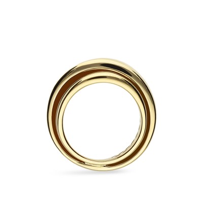 Grau Wide Ring with Two Yellow Gold Bands