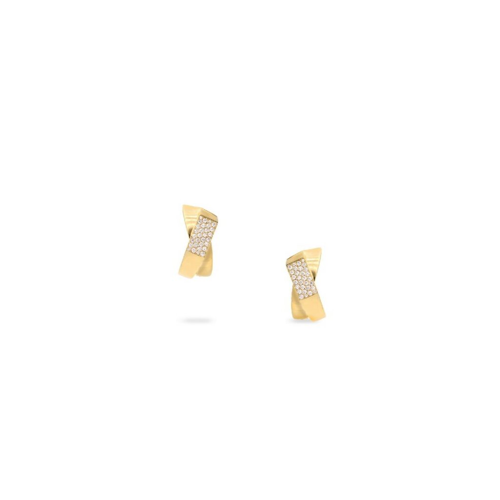 pendientes en forma de x de oro amarillo con diamantes