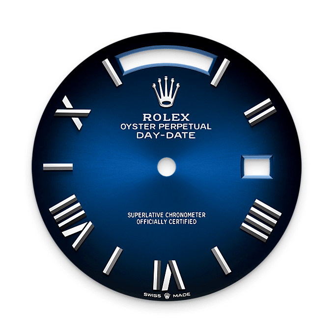 Rolex Day-Date 40, Esfera en blau ombrejat