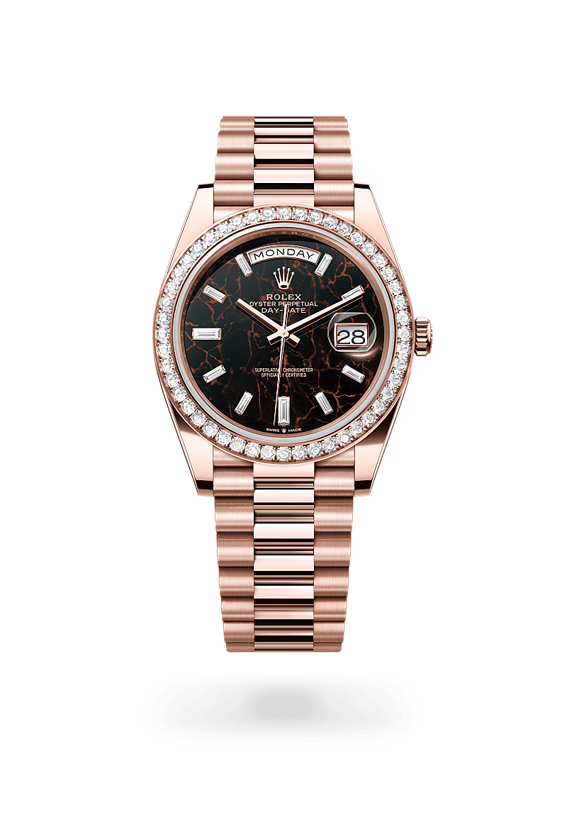 Rolex Day-Date 40, Oyster, 40 mm, oro Everose y diamantes