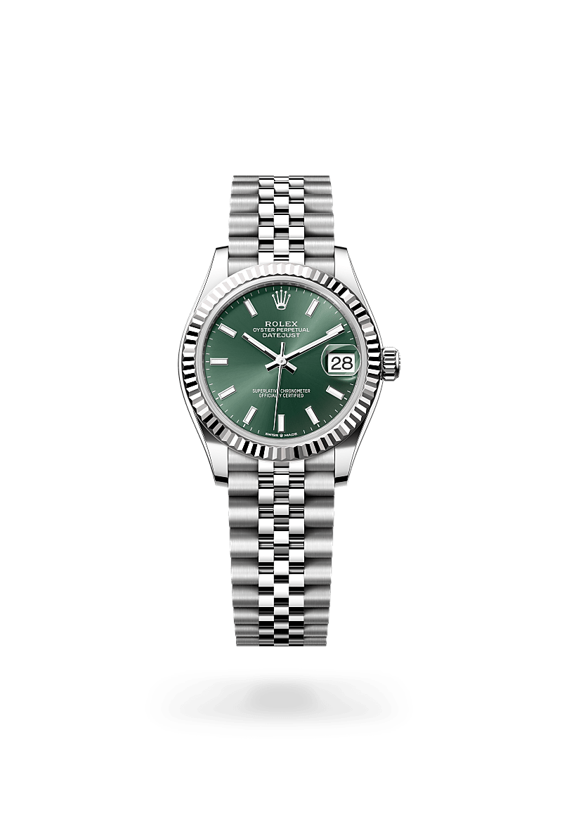 Rolex Datejust 31, Oyster, 31 mm, acer Oystersteel i or blanc