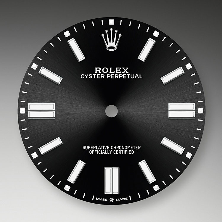 Esfera color negro vivo Rolex Oyster Perpetual 41 en Joyería Grau