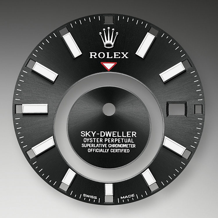 Foto esfera color negro vivo Reloj Rolex Sky-Dweller en Joyería Grau