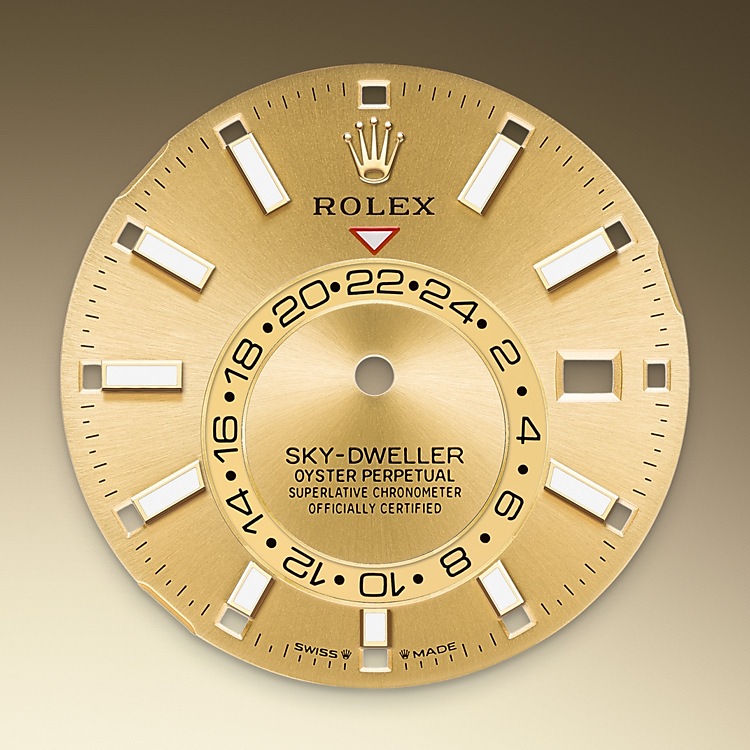  Esfera champagne Rolex Sky-Dweller acero Oystersteel y oro amarillo en Joyería Grau