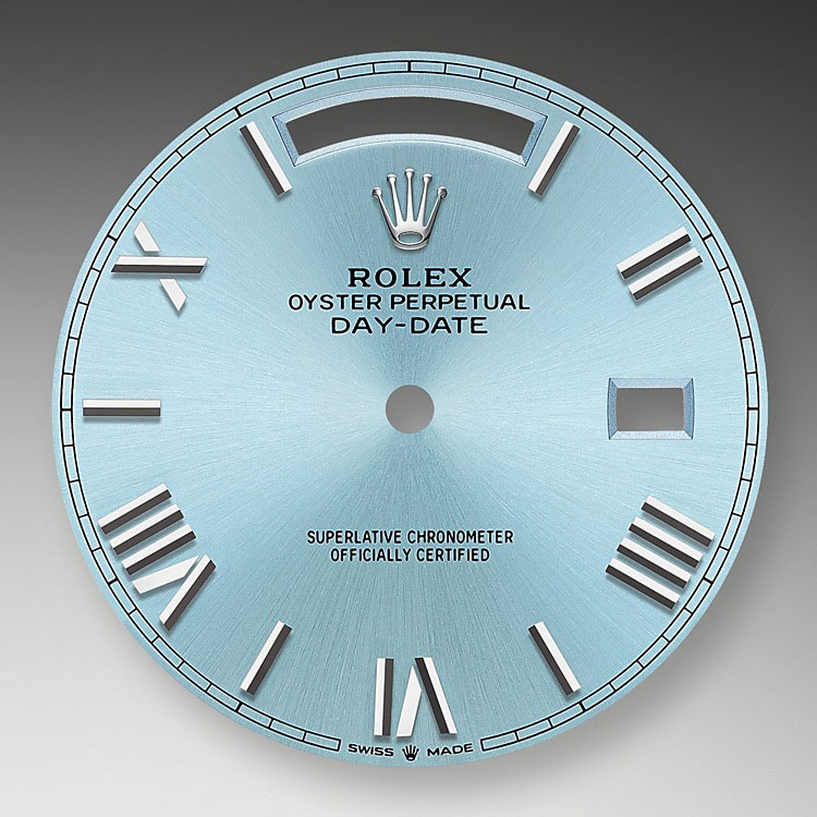 Esfera azul glaciar Rolex Day-Date 40 en Joyería Grau