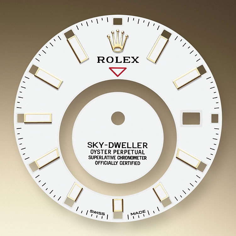 Foto esfera color blanco intenso Reloj Rolex Sky-Dweller en Joyería Grau