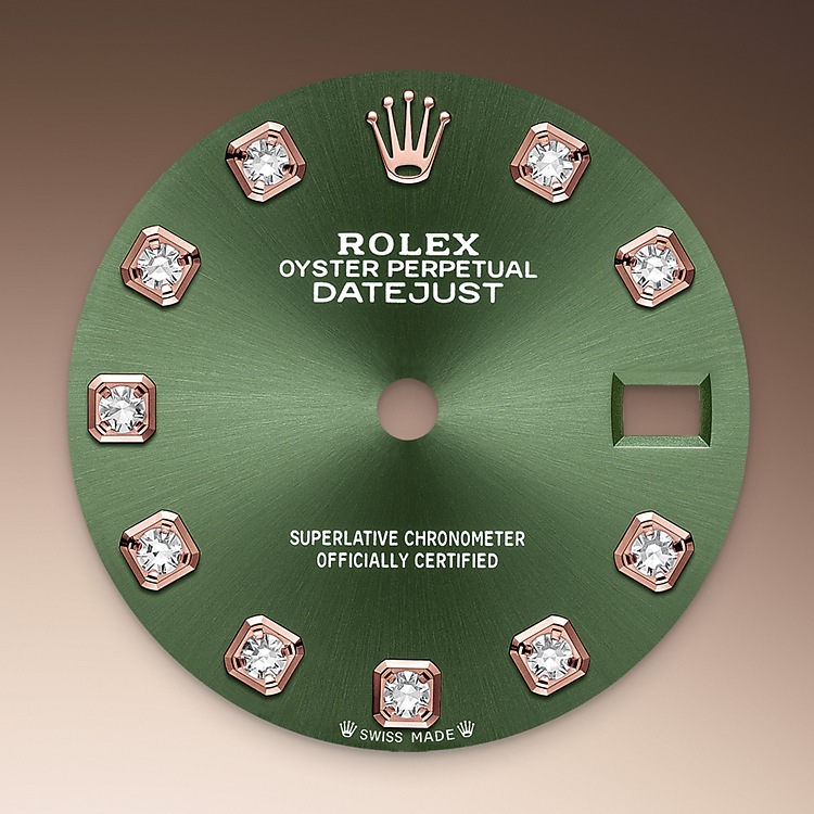 Olive green dial set with diamonds Rolex Lady-Datejust in Joyería Grau