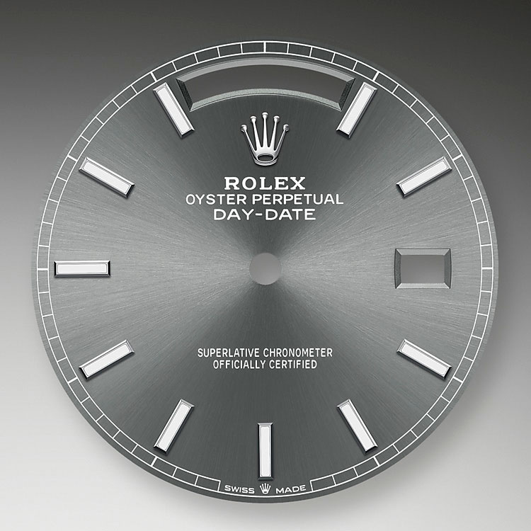 Esfera pizarra Rolex Day-Date 40 de oro blanco en Joyería Grau