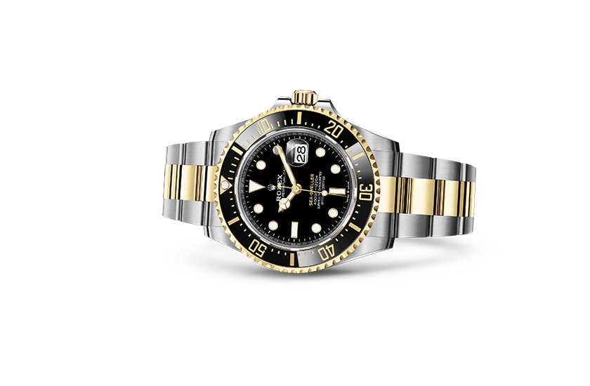 Reloj Rolex Sea-Dweller de acero Oystersteel, oro amarillo y esfera negra en Joyería Grau