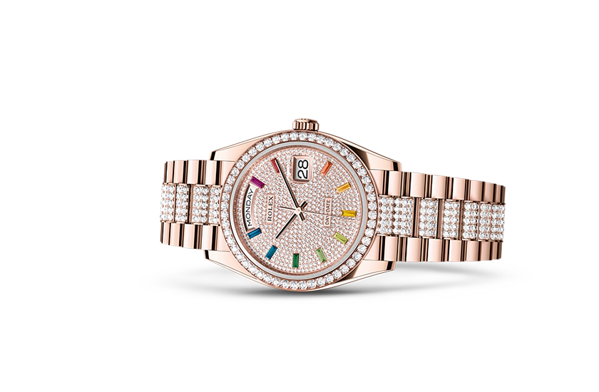 Rolex Day-Date Everose gold and diamonds  and Diamond-paved dial in Joyería Grau