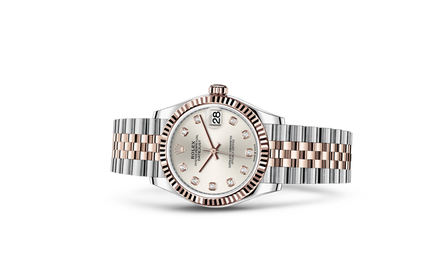 Reloj Rolex Datejust 31 acero Oystersteel, oro Everose y esfera plateada engastada con diamantes Joyería Grau en Barcelona y Lloret de Mar