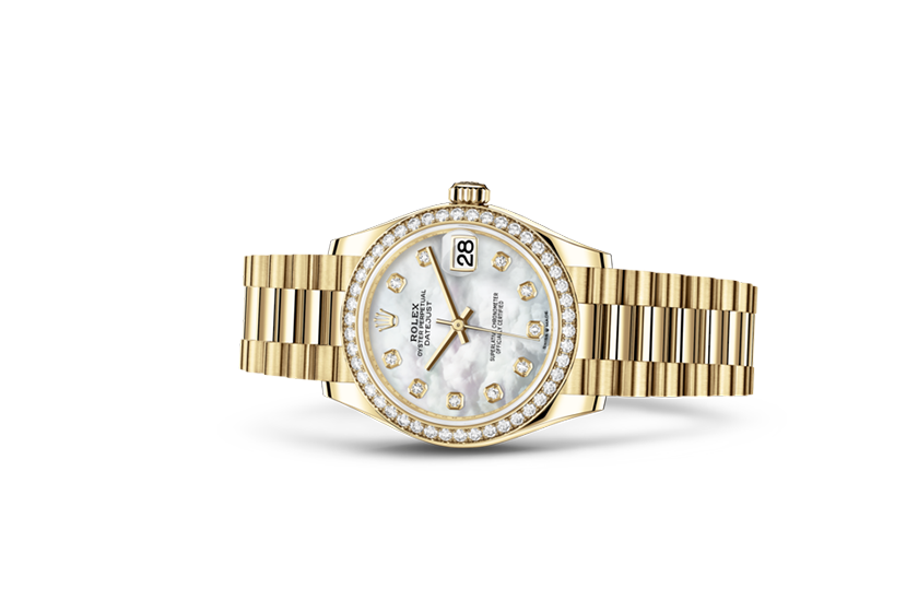 Reloj Rolex Datejust 31 de oro amarillo, diamantes y esfera de nácar blanco engastada de diamantes  de Joyería Grau