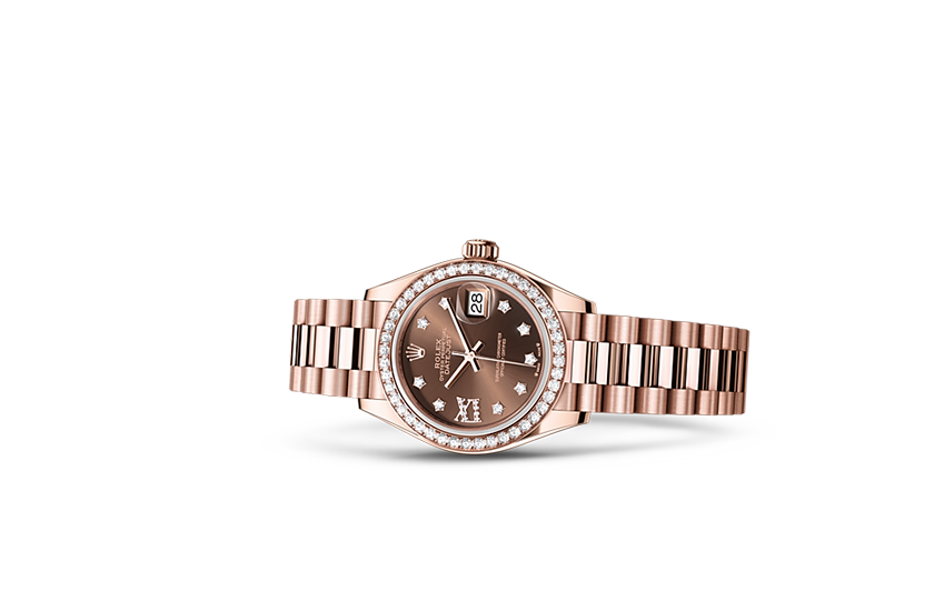 Rolex Watch Lady-Datejust Everose gold and diamonds with Chocolate dial set with diamonds in Joyería Grau