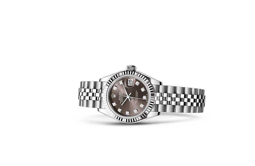 Reloj Rolex Lady-Datejust acero Oystersteel y oro blanco, y esfera color «Dark grey» engastada de diamantes en Joyería Grau