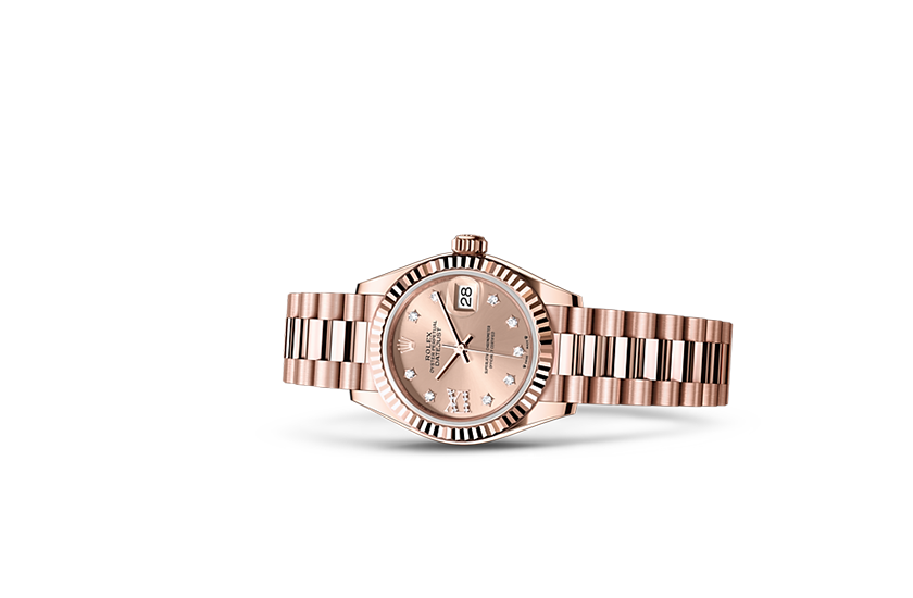 Rolex Watch Lady-Datejust Everose gold, and Rosé-colour dial set with diamonds in Joyería Grau