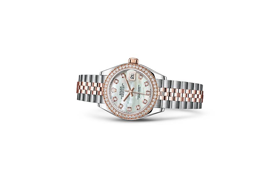 Rolex Watch Lady-Datejust Oystersteel, Everose gold and diamonds, and Mother of pearl dial set with diamonds in Joyería Grau