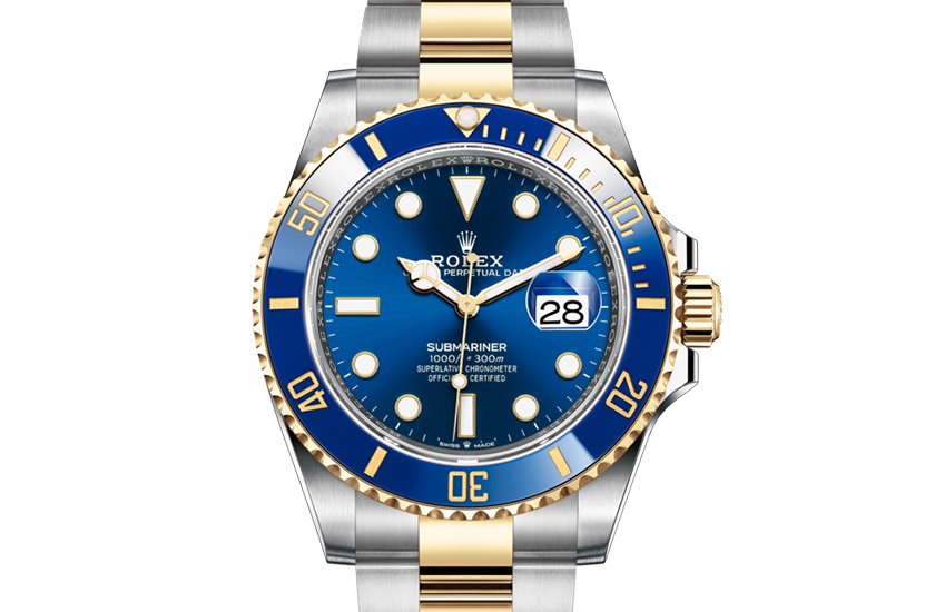 Reloj Rolex Submariner Date de acero Oystersteel, oro amarillo y esfera azul real en Joyería Grau