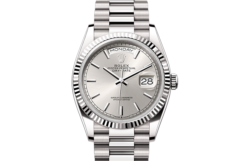 Rolex Day-Date white gold and Silver dial in Joyería Grau