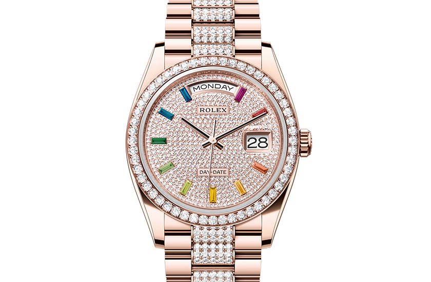 Rolex Day-Date Everose gold and diamonds  and Diamond-paved dial in Joyería Grau