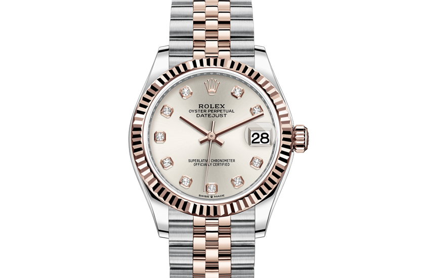 Reloj Rolex Datejust 31 acero Oystersteel, oro Everose y esfera plateada engastada con diamantes de Joyería Grau