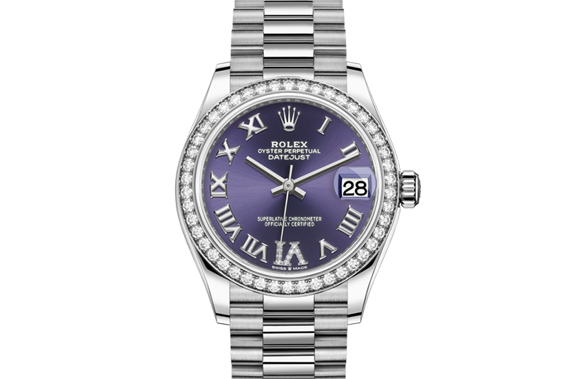 Reloj Rolex Datejust 31oro blanco y diamantes y esfera «aubergine» engastada de diamantesde Joyería Grau