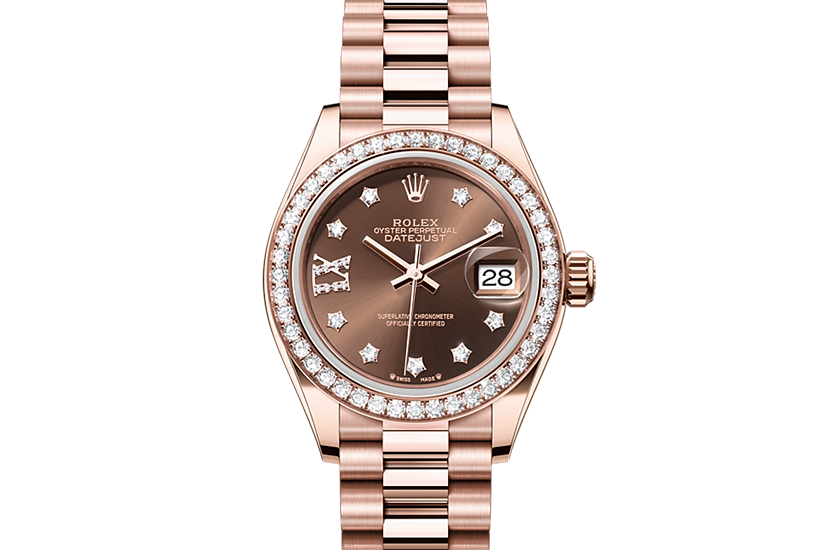 Rolex Lady-Datejust Everose gold and diamonds with Chocolate dial set with diamonds  in Joyería Grau