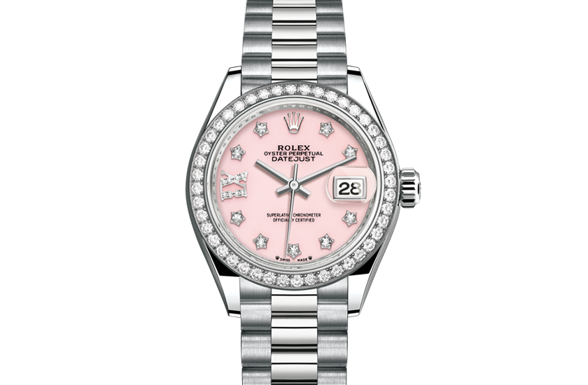 Rolex Lady-Datejust white gold, diamonds and opal pink dial set with diamonds in Joyería Grau