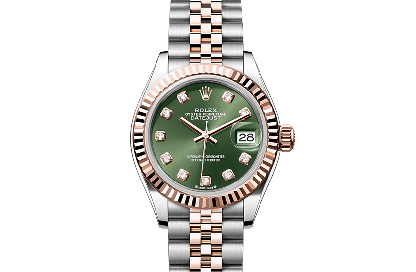 Rolex Lady-Datejust Everose Rolesor, y Olive green dial set with diamonds  in Joyería Grau