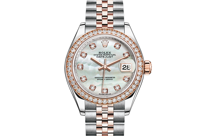 Rolex Lady-Datejust Oystersteel, Everose gold and diamonds, and Mother of pearl dial set with diamonds  in Joyería Grau