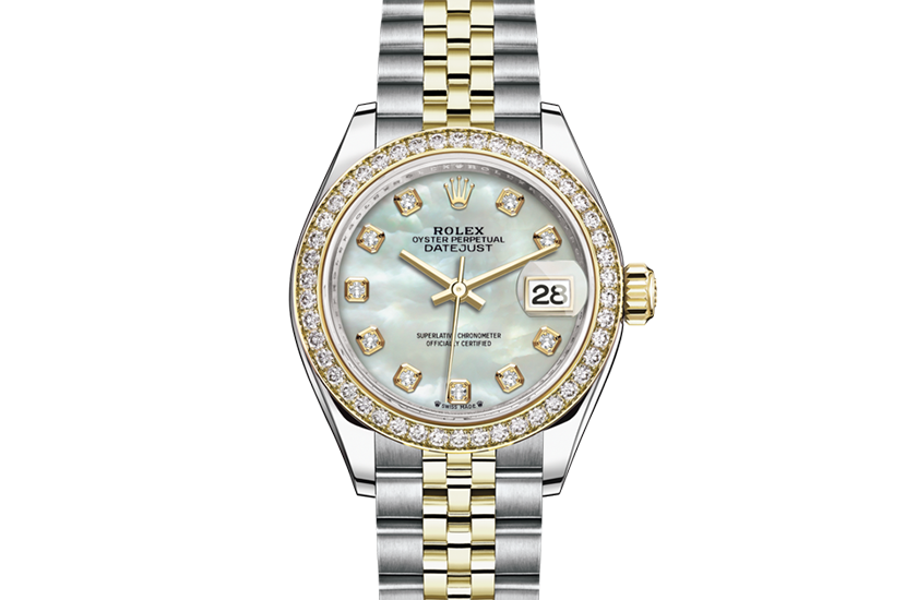 Rolex Lady-Datejust Oystersteel, yellow gold, Mother-of-Pearl Dial set with diamonds in Joyería Grau