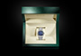 Rolex Day-Date 36 oro blanco y esfera azul sombreado engastada de diamantes en su estuche Joyería Grau